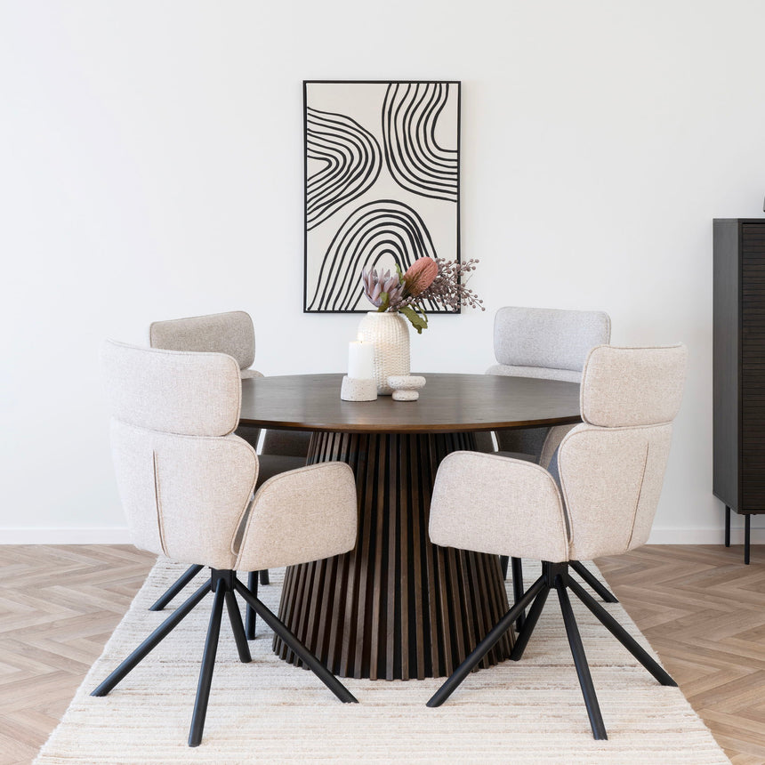 Jedálenský stôl Osaka – Ø140 cm, údený dub