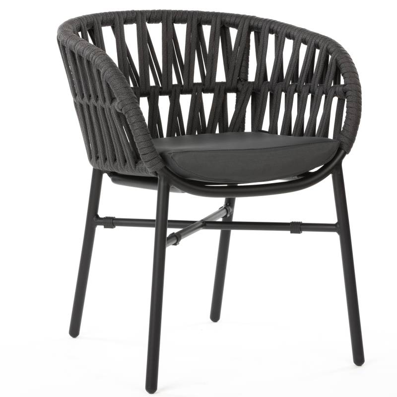 Grattoni záhradná stolička Tahiti čierna/tmavosivá