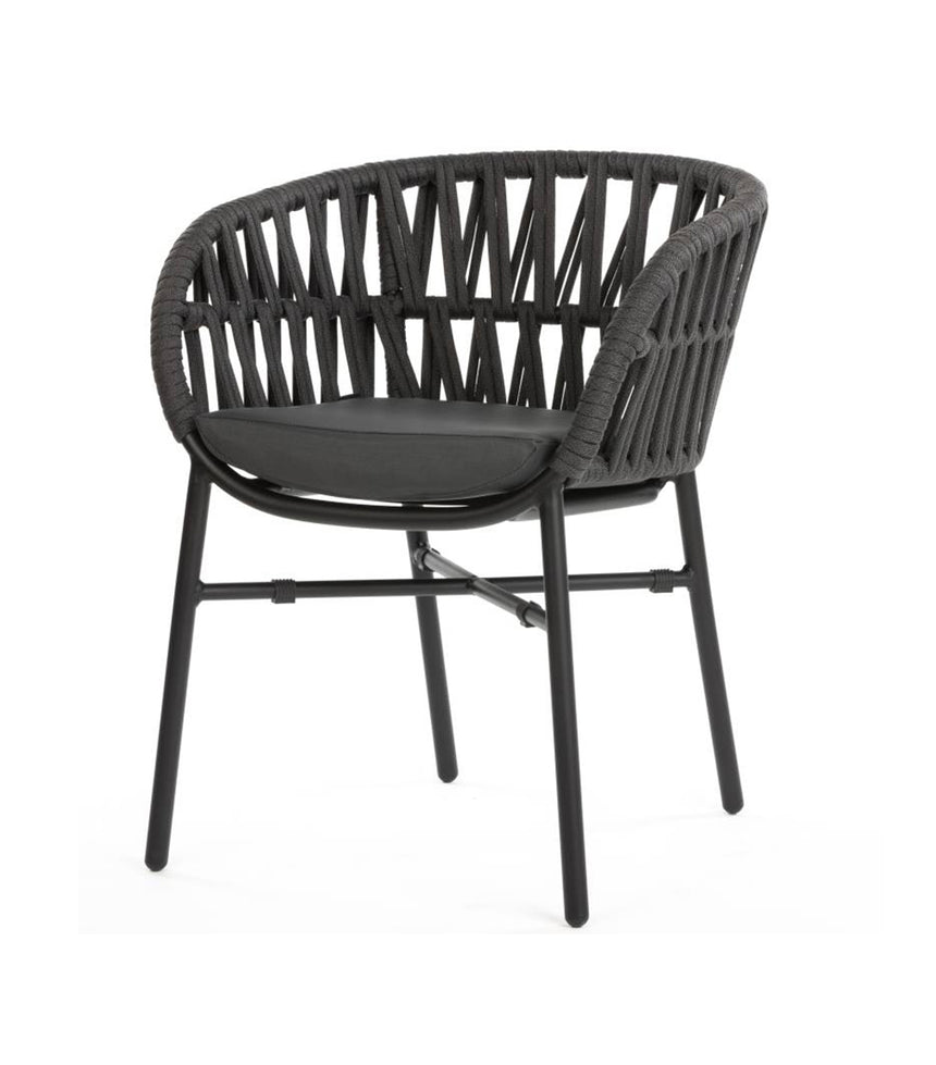 Grattoni záhradná stolička Tahiti čierna/tmavosivá