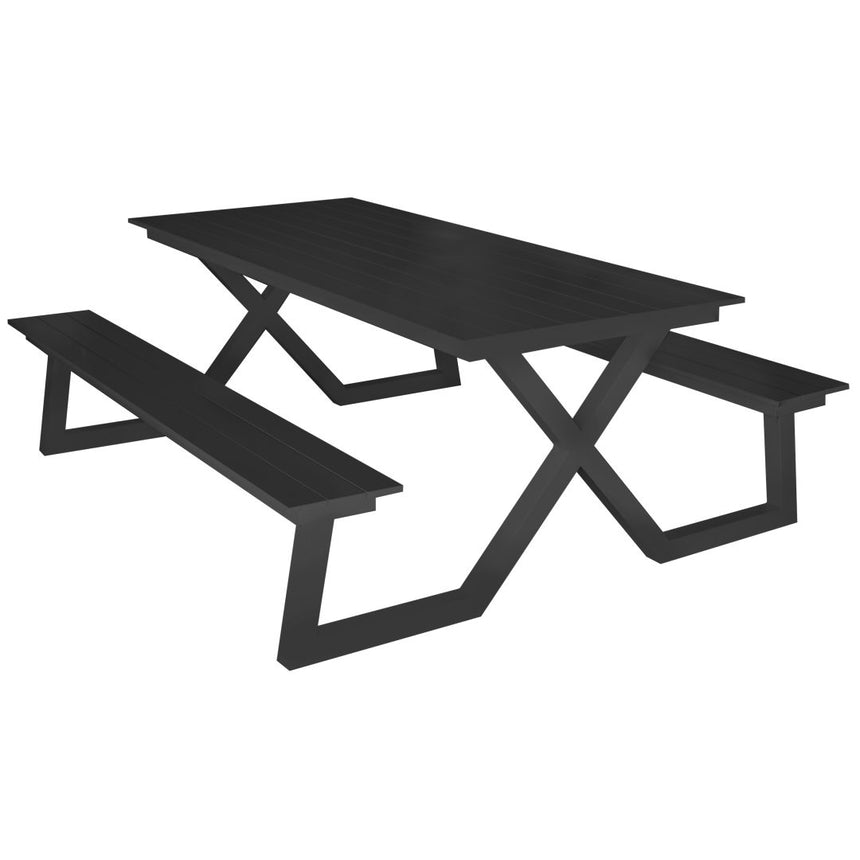 Jedálenský stôl Darby s lavicami, antracit