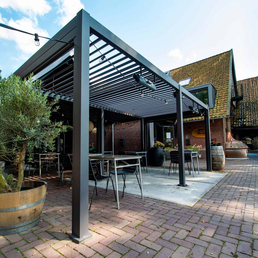 Reflect Standard 3×3 m bioklimatikus alumínium pergola – antracit, 8 cm-es oszlopokkal
