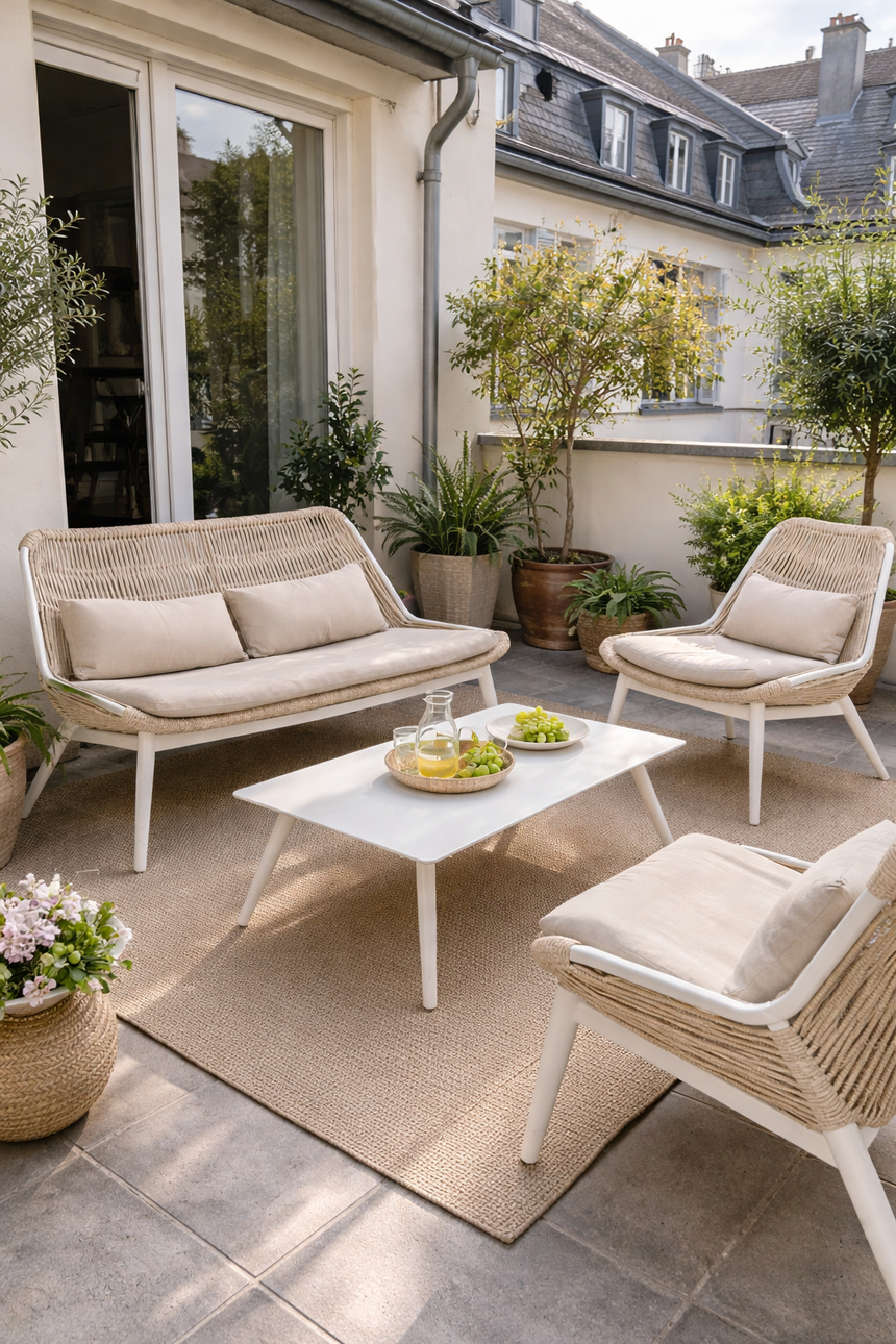 Záhradná súprava Grattoni Como pre 4 osoby, béžová