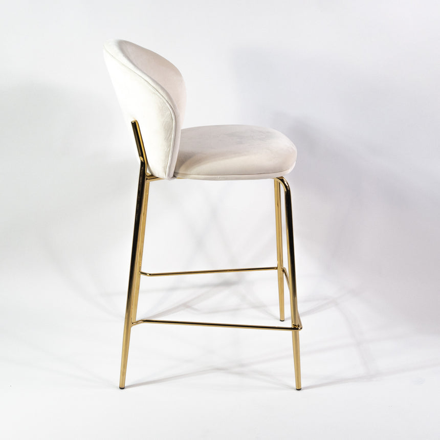 Pohodlná barová stolička KL Lily 65 cm v krémovej farbe