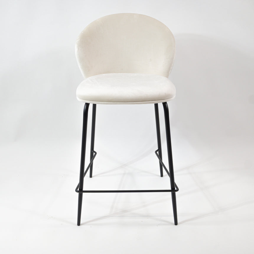 Pohodlná barová stolička KL Lily 65 cm v krémovej farbe s čiernym rámom