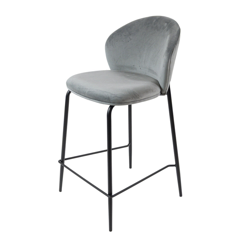 Pohodlná barová stolička KL Lily 65 cm v sivej farbe s čiernym rámom