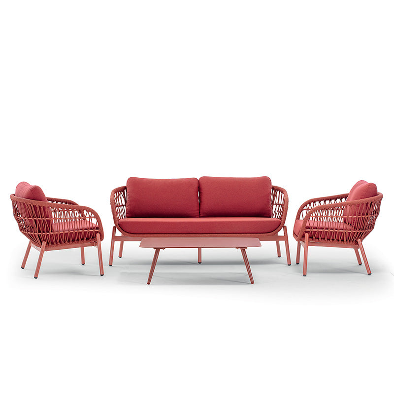 Záhradná súprava Grattoni Elba pre 4 osoby v červeno-koralovej farbe