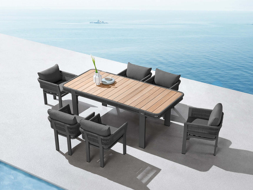 Záhradná jedálenská súprava Higold Borromeo pre 6 osôb v čiernej farbe