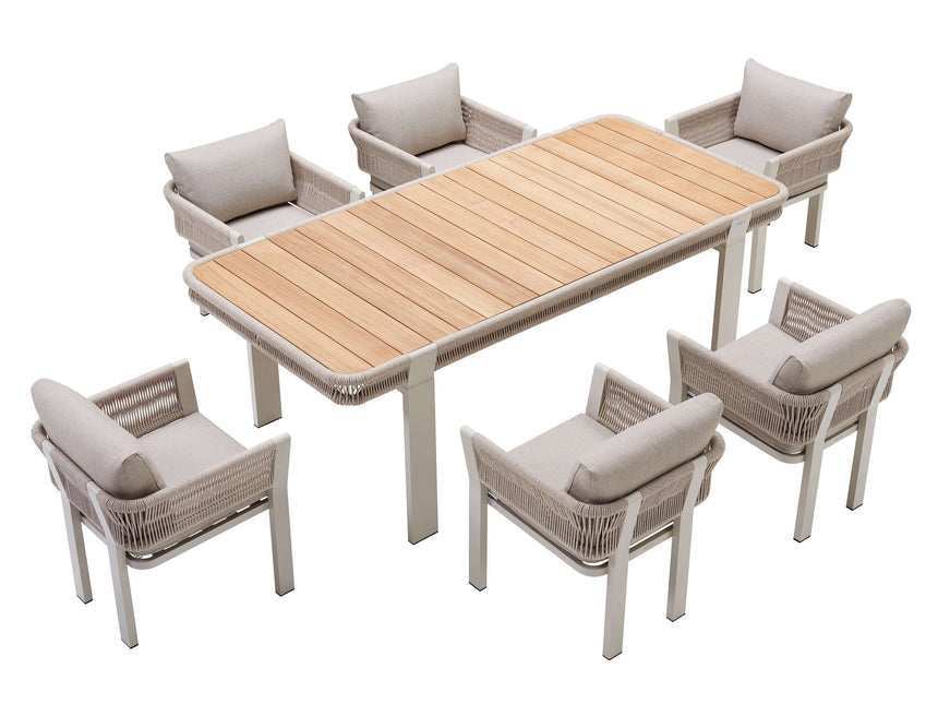 Záhradná jedálenská súprava Higold Borromeo pre 6 osôb v taupe farbe