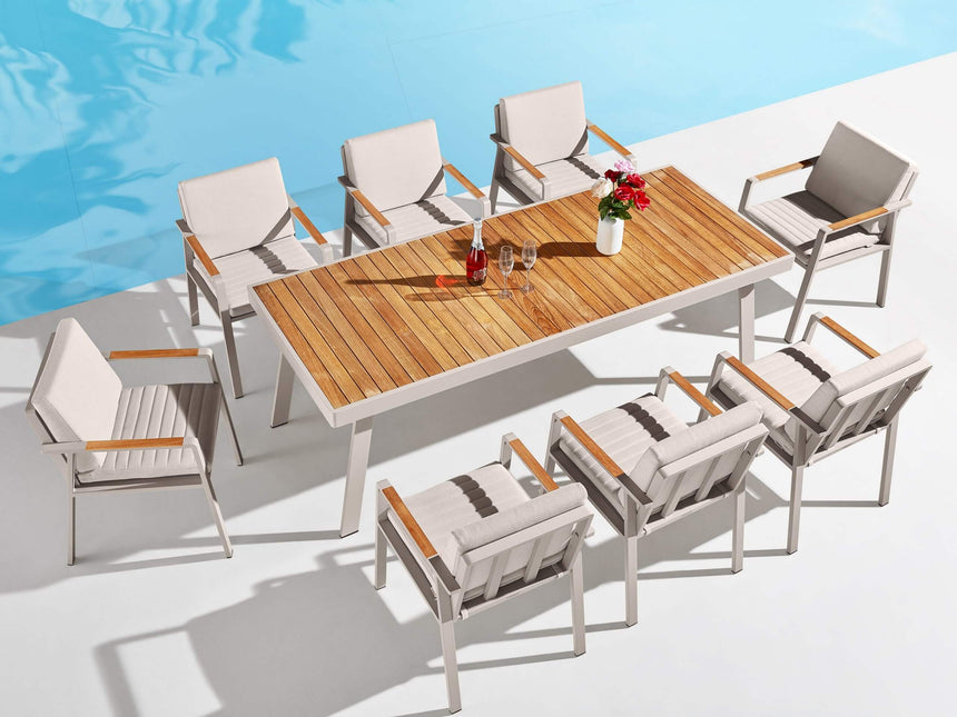 Higold Nofi - 8-miestna záhradná jedálenská súprava v béžovej farbe