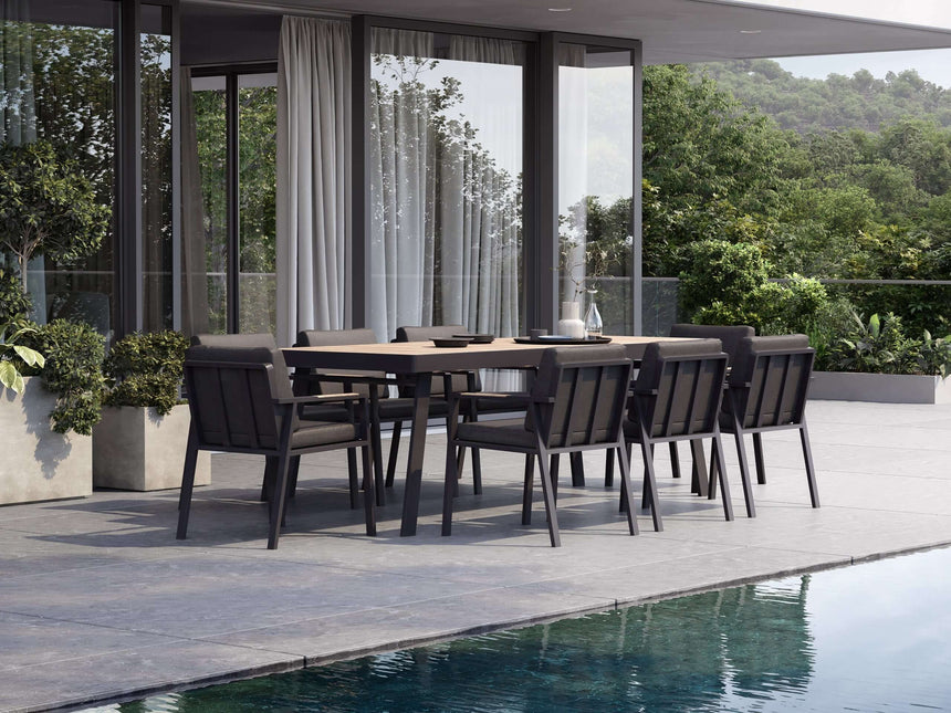 Higold Nofi - 8-miestna záhradná jedálenská súprava v čiernej farbe