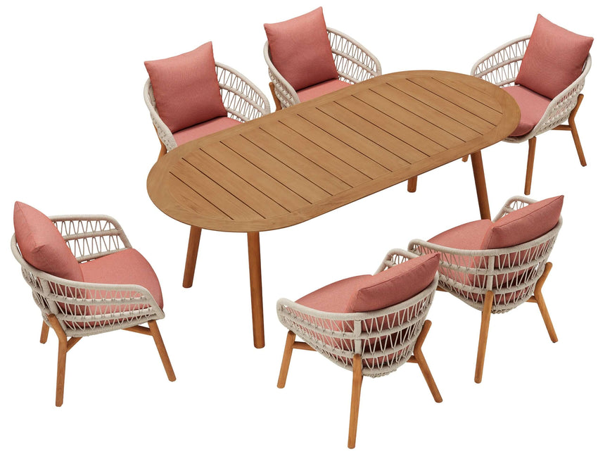 Záhradná jedálenská súprava Higold Vasca pre 6 osôb v koralovej farbe