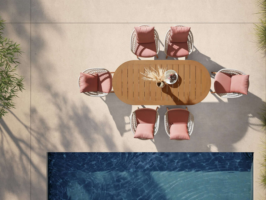 Záhradná jedálenská súprava Higold Vasca pre 6 osôb v koralovej farbe