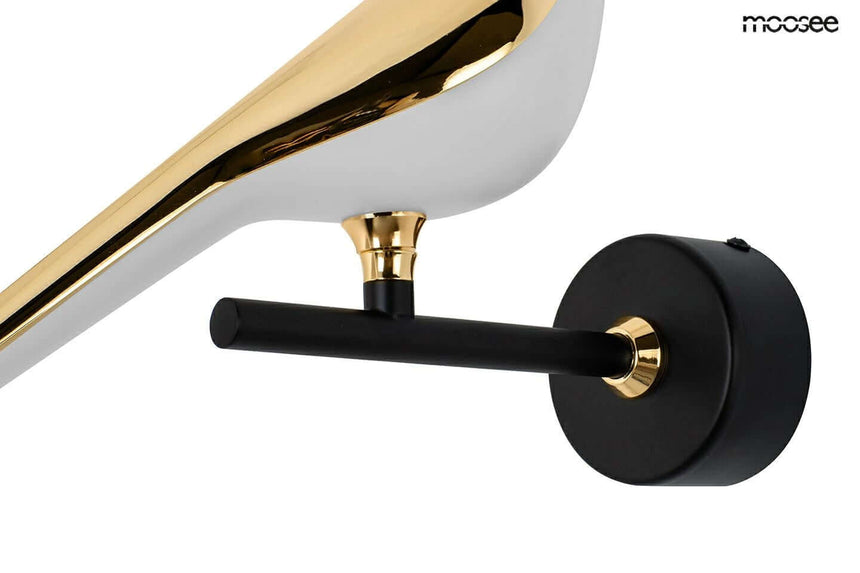 Nástenná lampa s motívom vtáka v zlatej farbe