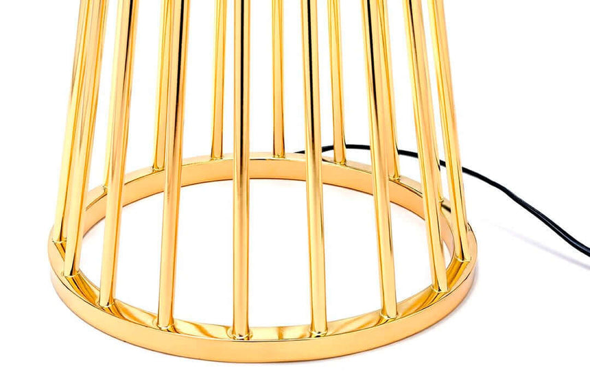 Stojaca lampa Holmes zlatá s čiernym tienidlom – kovová