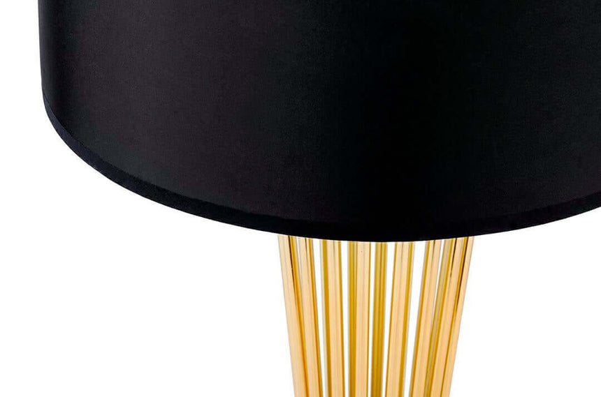 Stojaca lampa Holmes zlatá s čiernym tienidlom – kovová