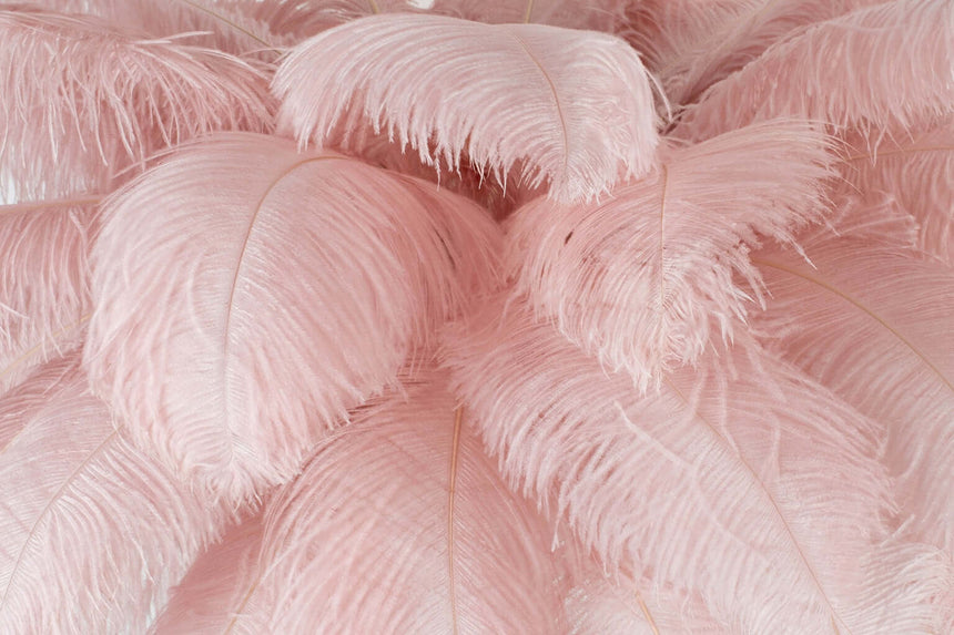 Stojacia lampa Tiffany 175 ružovo-medená / s prírodným perím