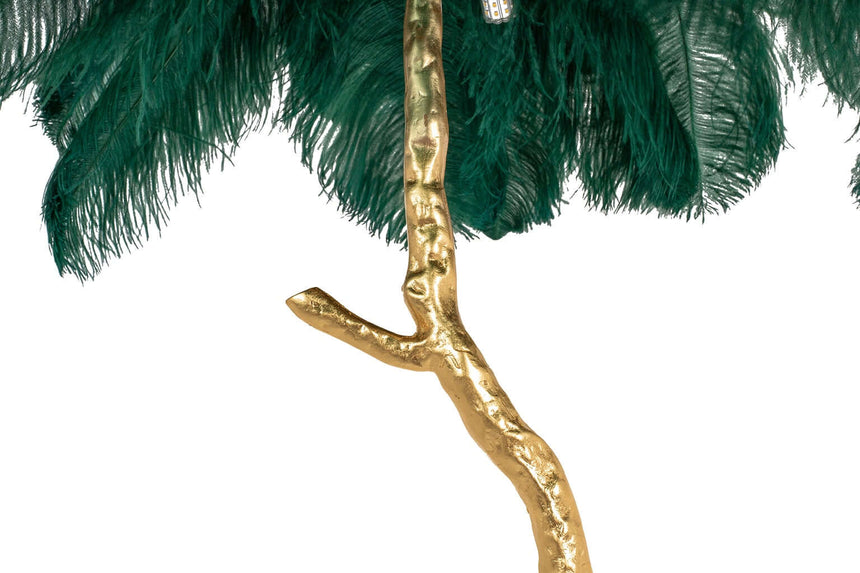 Stojacia lampa Tiffany 175 zeleno-medená / s prírodným perím