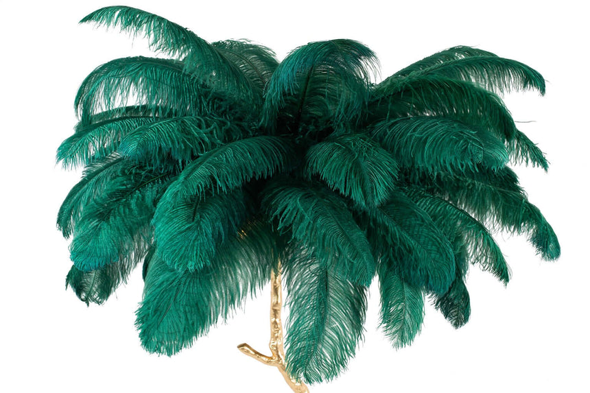 Stojacia lampa Tiffany 175 zeleno-medená / s prírodným perím