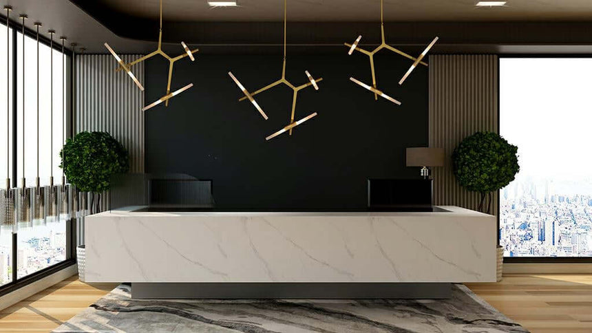 Svietnik 6 závesných svietidiel zlatý – hliník, sklo