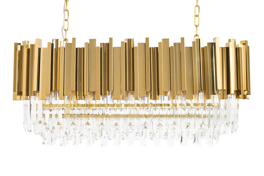Závesná lampa Imperial Long Gold 90 – oceľ, krištáľ