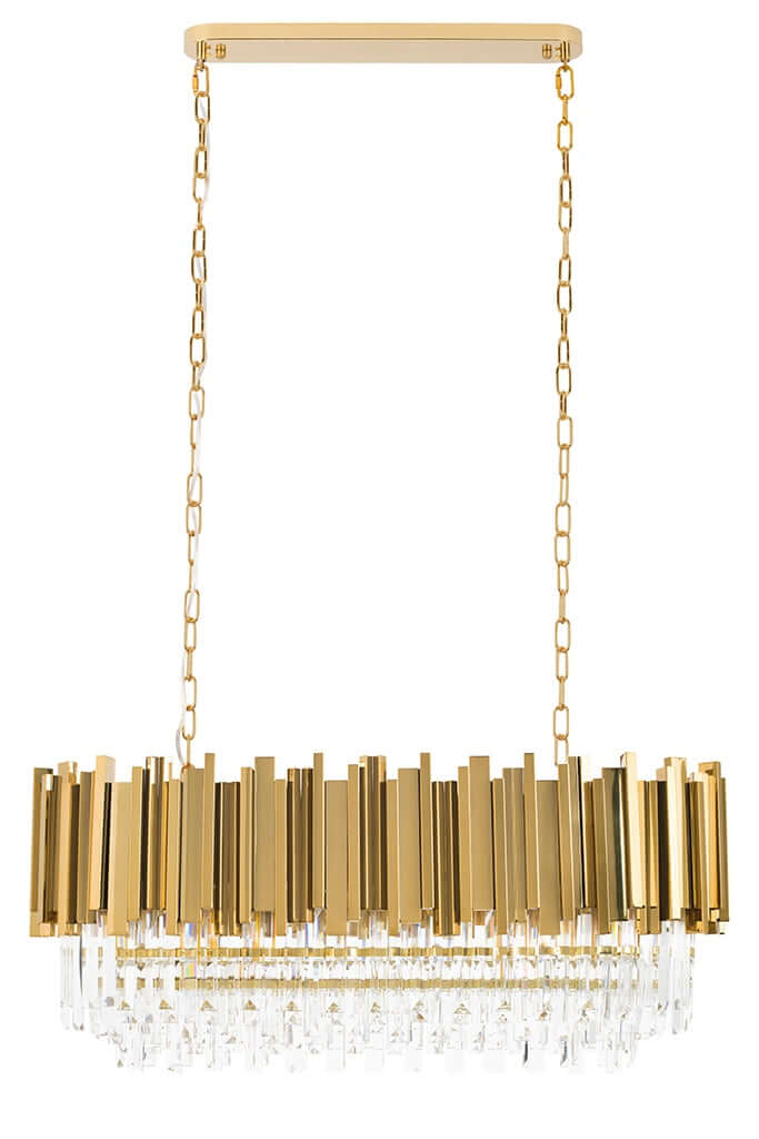 Závesná lampa Imperial Long Gold 90 – oceľ, krištáľ