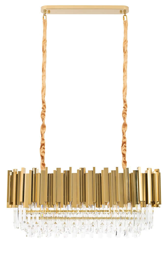 Závesná lampa Imperial Long Gold 90 – oceľ, krištáľ