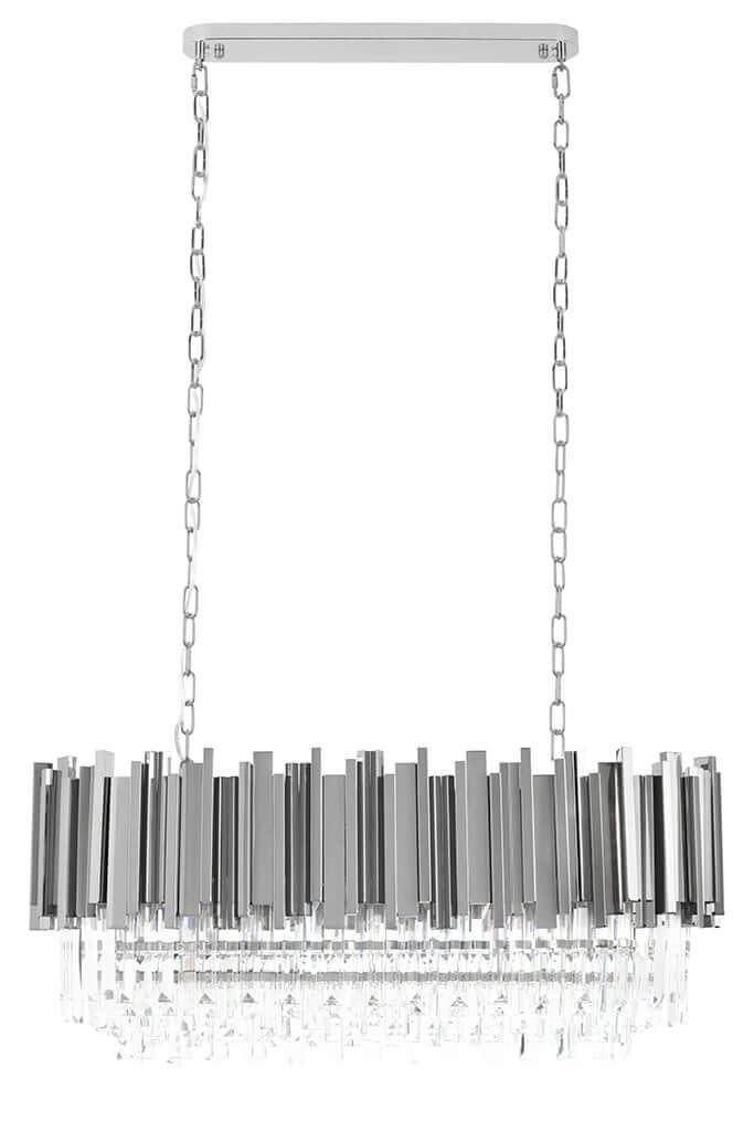 Závesná lampa Imperial Long Silver 90 – oceľ, krištáľ