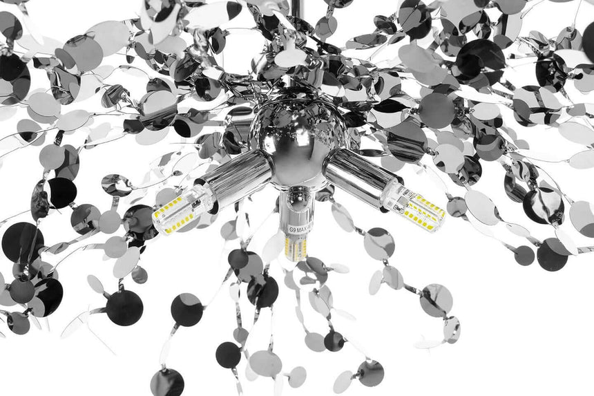 Závesná lampa Monete s jednou hlavicou, chróm - kov