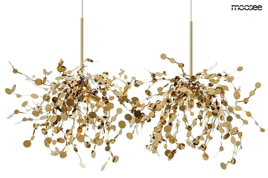 Závesná lampa Monete zlatá – kovová