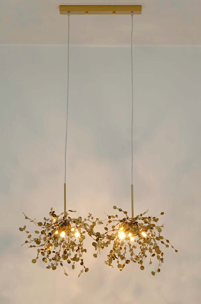 Závesná lampa Monete zlatá – kovová