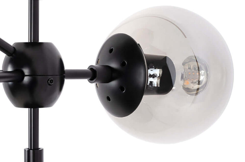 Závesná lampa Planetario 10 čierna - s tienidlom z dymového skla