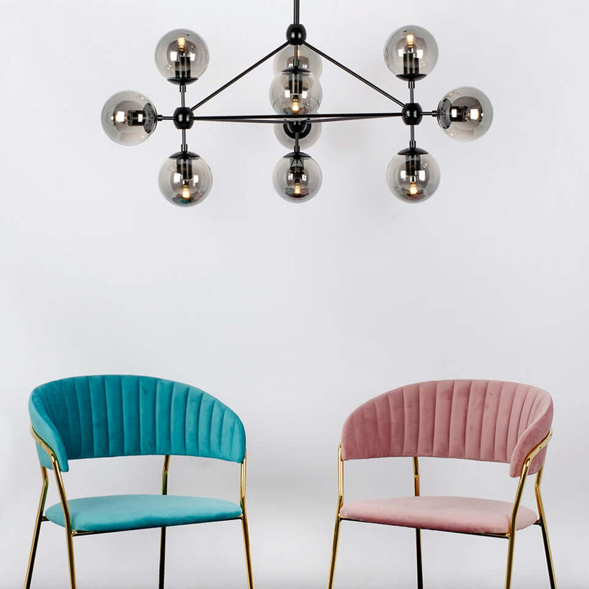 Závesná lampa Planetario 10 čierna - s tienidlom z dymového skla