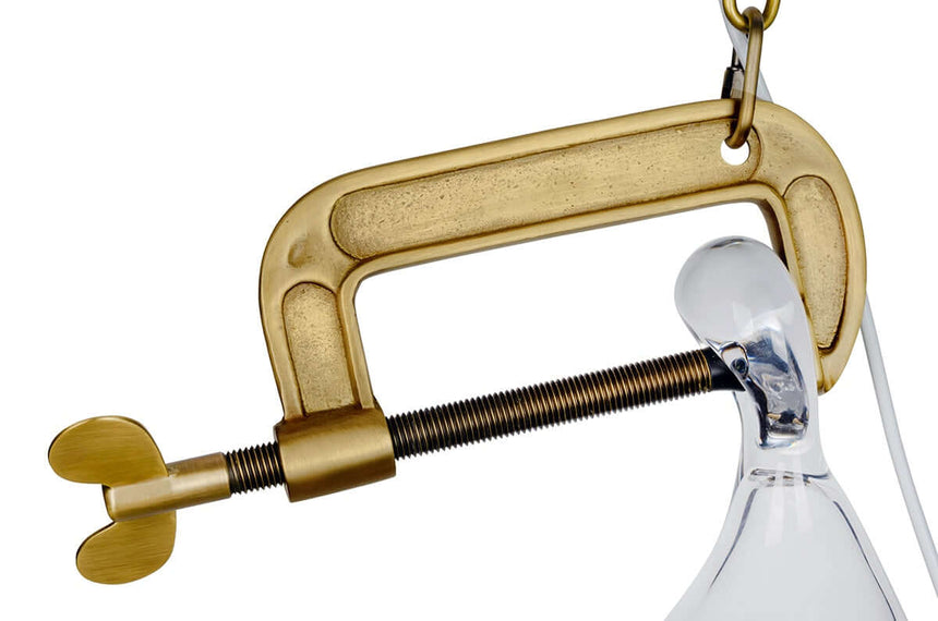 Závesná lampa Vice mosadz – kov, sklo