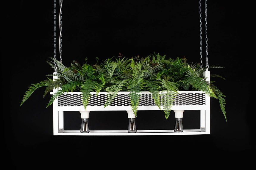 54. Závesná lampa Semira 100 s kvetinovým vzorom / biela, industriálny štýl