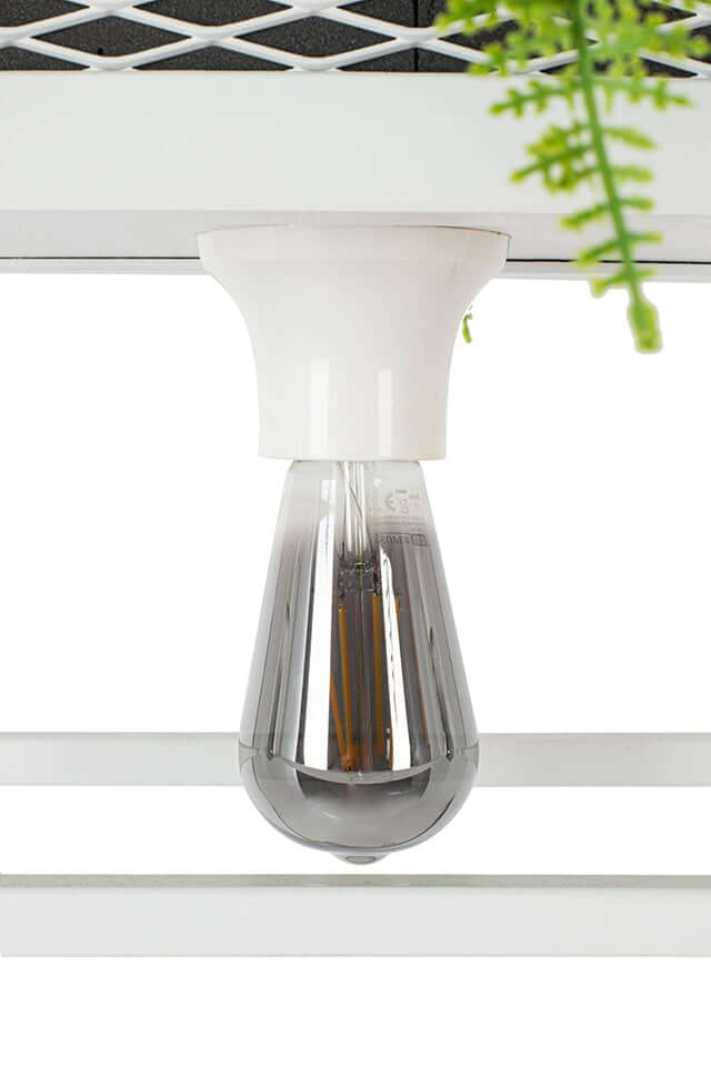 Závesná lampa Semira 180 s kvetinovým vzorom – industriálna, biela