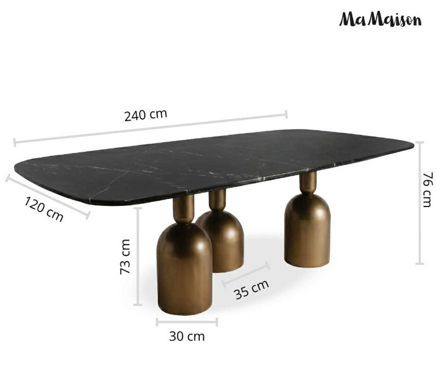 Ringo 240 étkezőasztal arany–fekete – Marquina márvány, fém