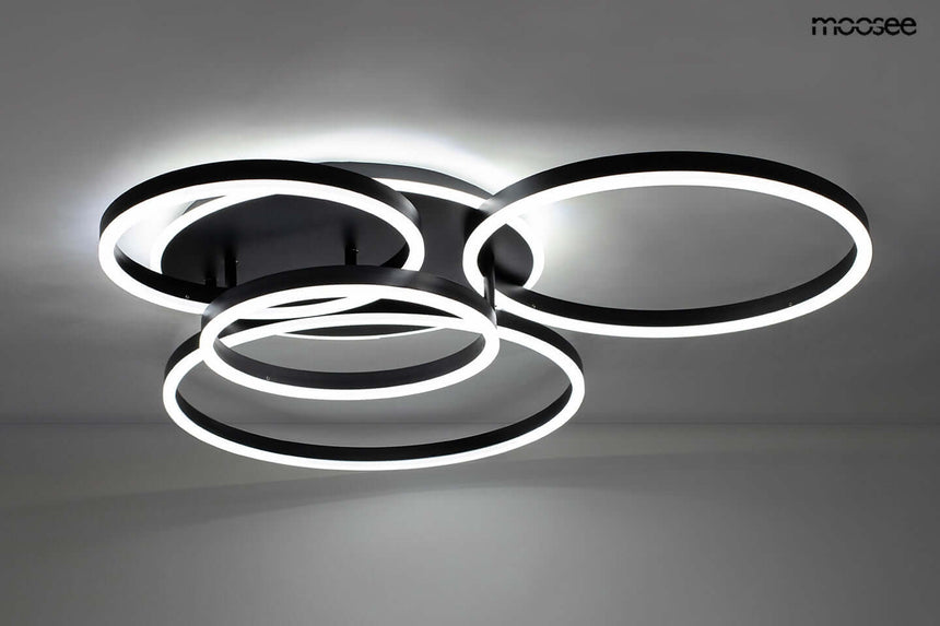 Stropná lampa Rings 5 čierna