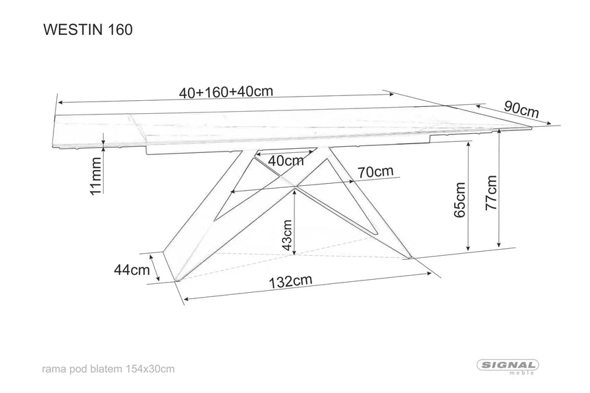 Jedálenský stôl Westin z keramiky a dreva