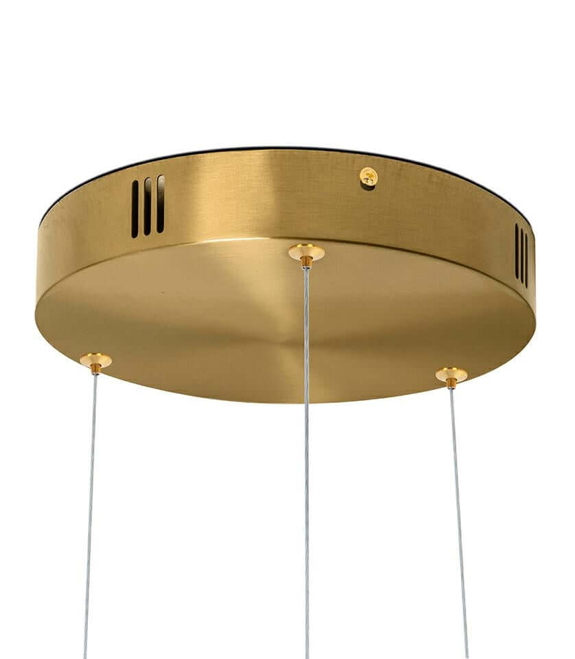 Závesná lampa Inel 80 + 80 + 100 zlatá – s jednoradovým koncovým dizajnom