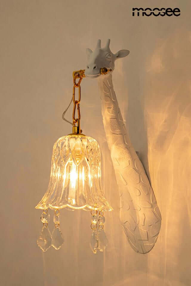 Nástenná lampa žirafa biela