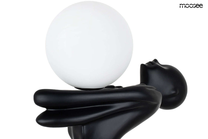 Stojacia lampa Human Moon – sklolaminát, sklo