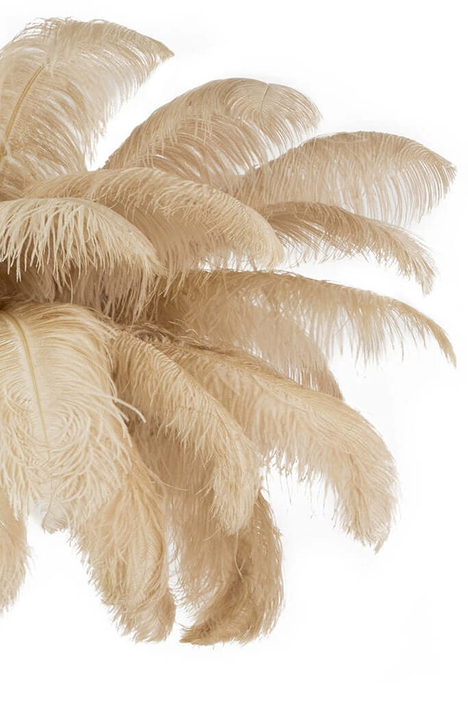 Stojacia lampa Tiffany 175 – béžová mosadz / prírodné perie