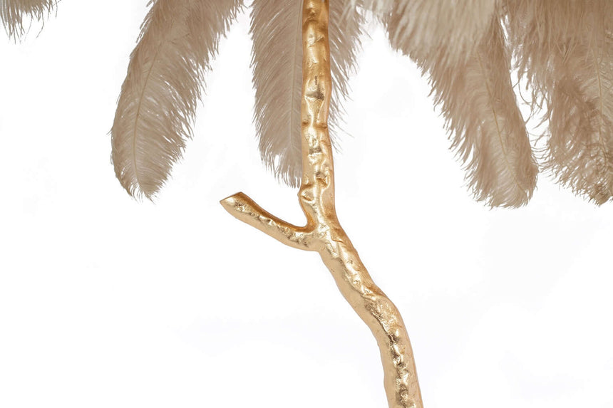 Stojacia lampa Tiffany 175 – béžová mosadz / prírodné perie