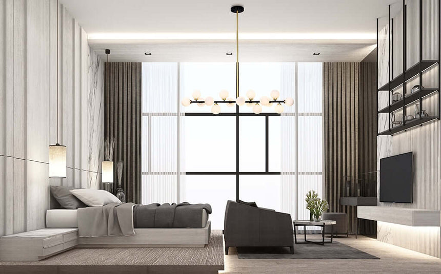 Závesná lampa Cosmo Level M – čierna, zlatá