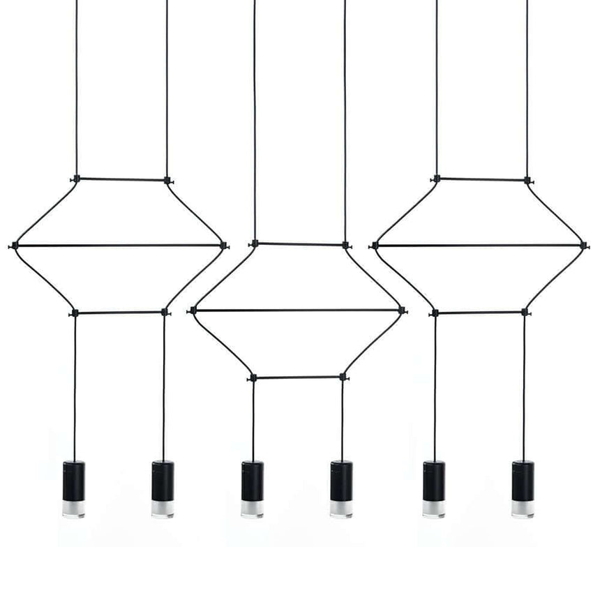 Závesné svietidlo Flusso Line 6 čierne