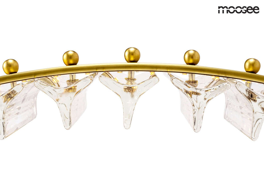 Závesná lampa Saturnus 47 zlatá – LED, krištáľ, brúsená oceľ