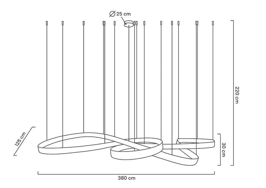 Závesná lampa Wave 380 chróm