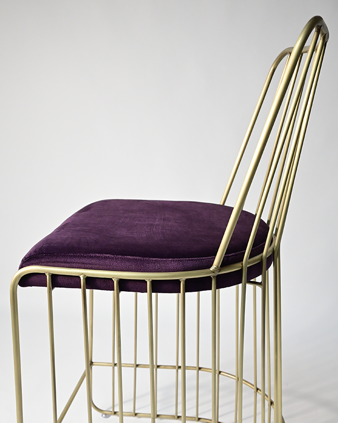 Barová stolička CA Cleo - starozlatý rám, fialový sedák