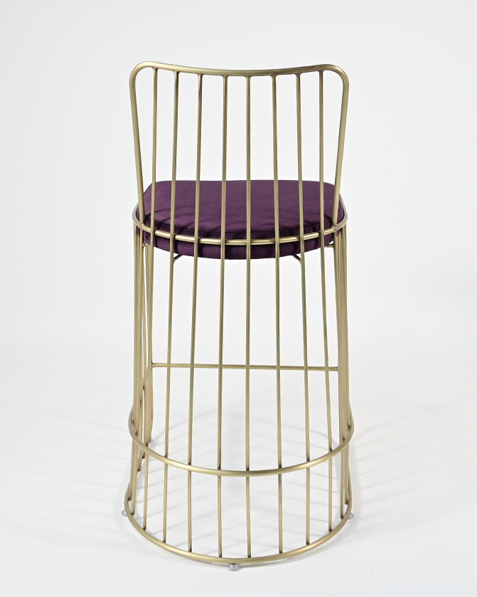 Barová stolička CA Cleo - starozlatý rám, fialový sedák
