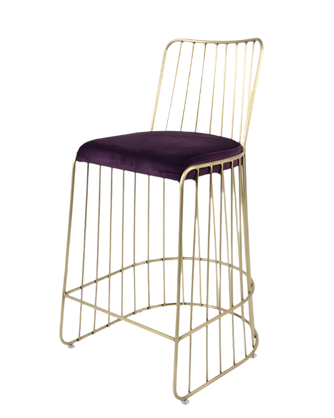 Barová stolička CA Cleo - starozlatý rám, fialový sedák